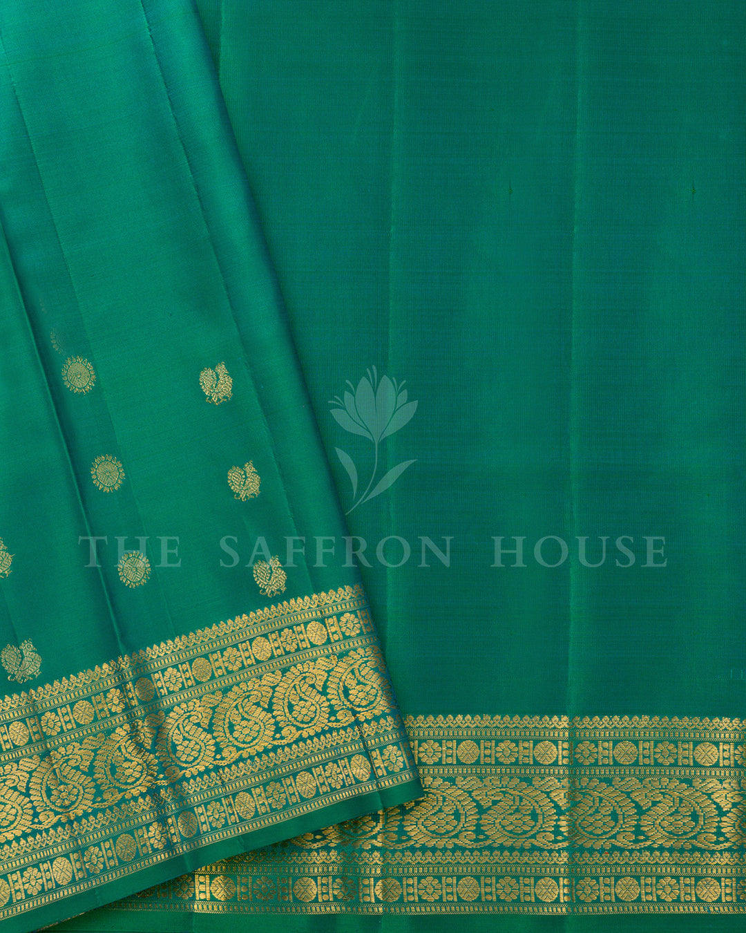 Dual Tone Teal Green Kanchivaram Silk Saree – view 5