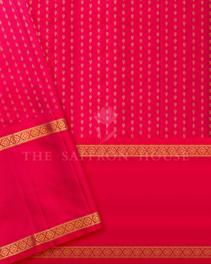 Gold Tissue Kanchivaram Silk Saree with Rani Pink Silk Border – view 5