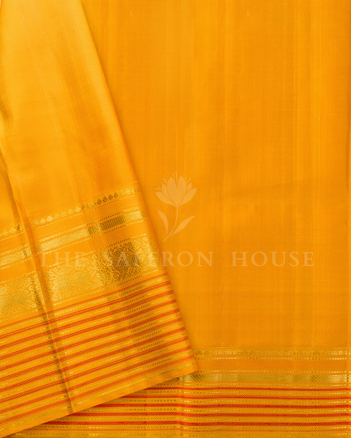 Baby Pink & Mustard Korvai Kanchivaram Silk Saree