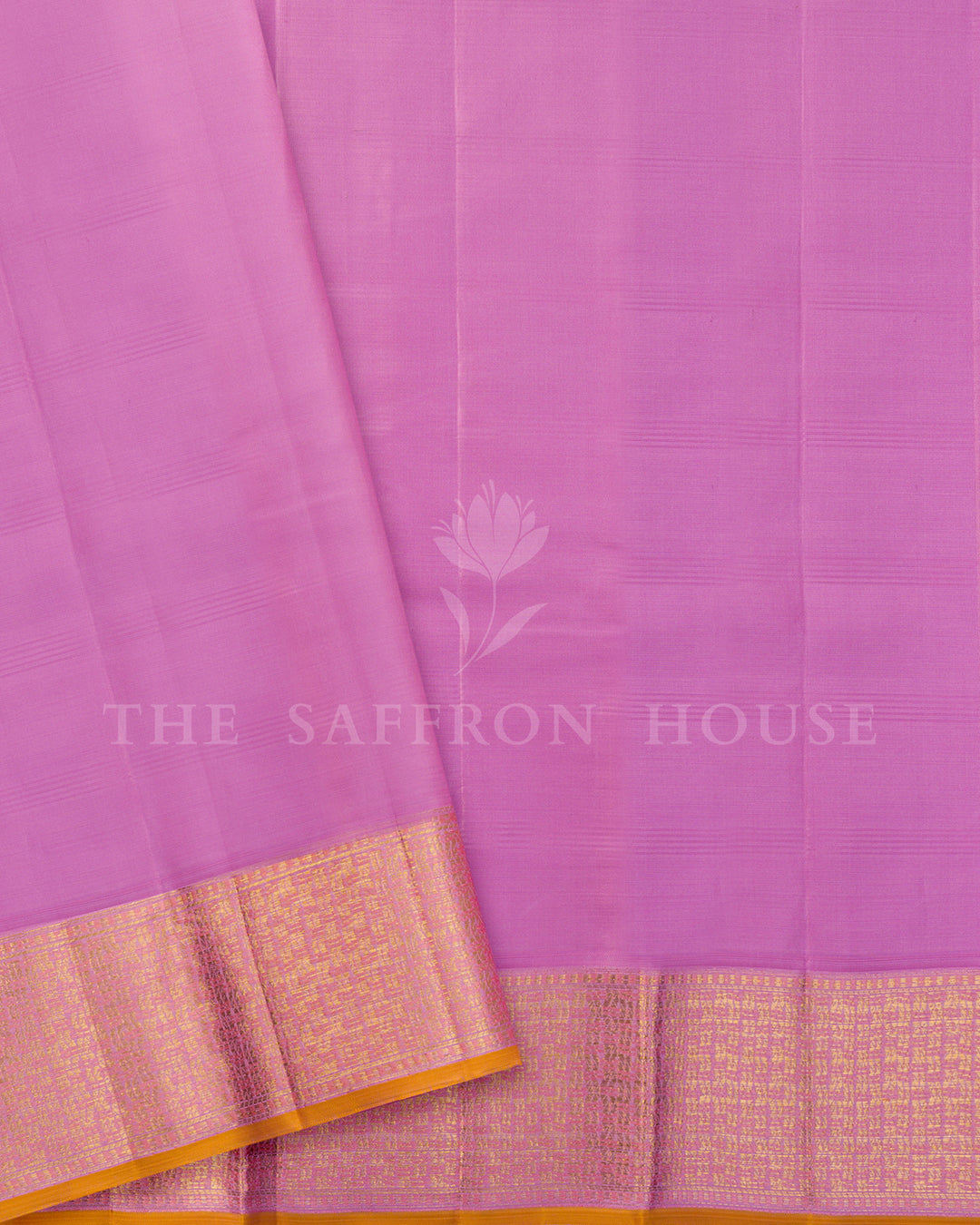 Lilac Pink Checks Kanchivaram Silk Saree