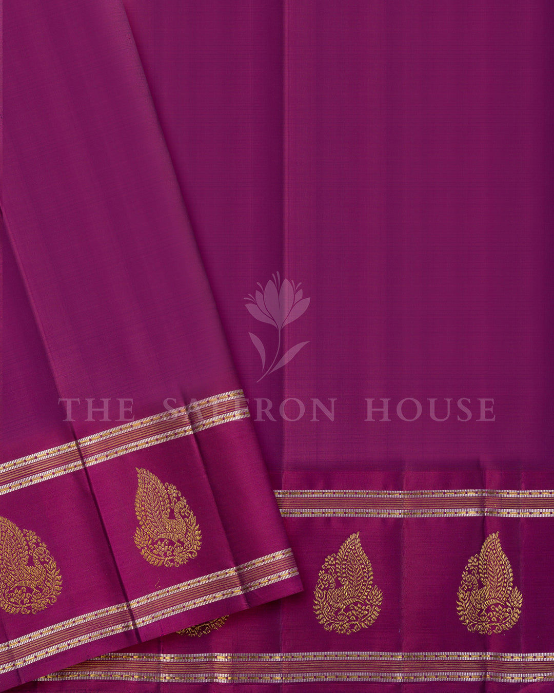 Deep Purple Checked Kanchivaram Silk Saree