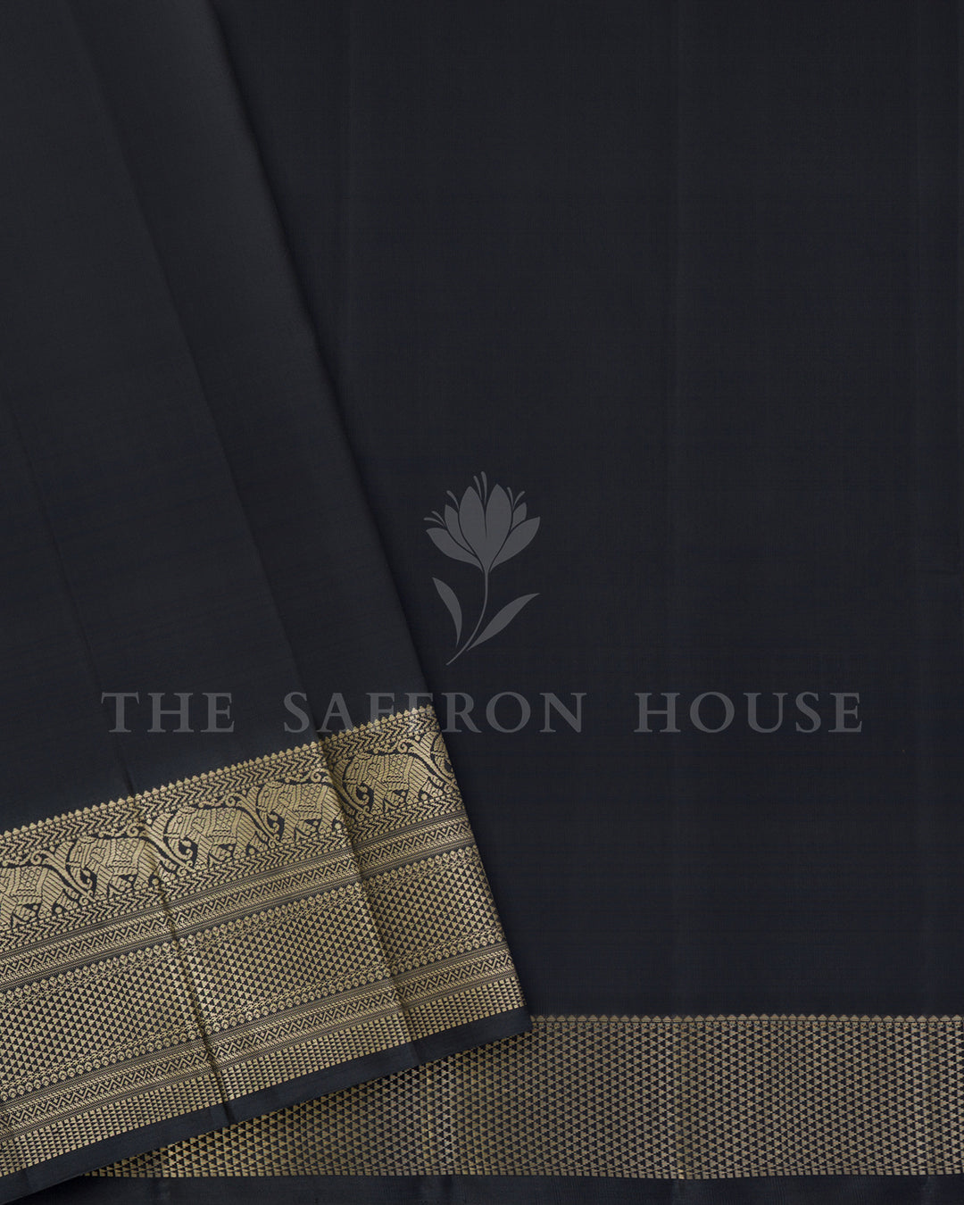 Cream & Black Thread Work Kanchivaram Silk Saree