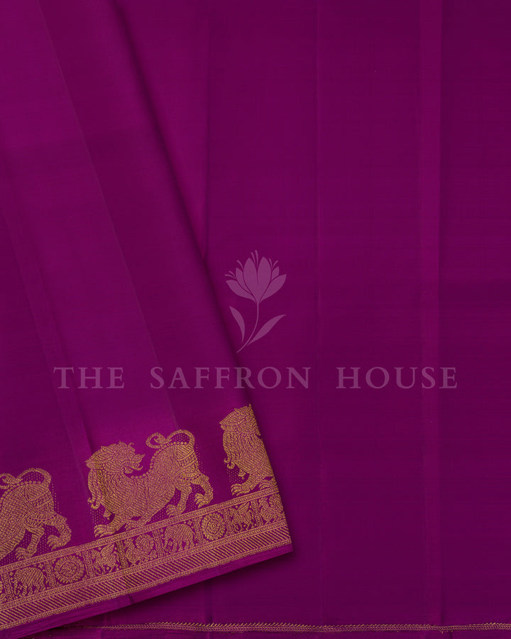 Magenta Purple Kanchivaram Silk Saree with Yali Border
