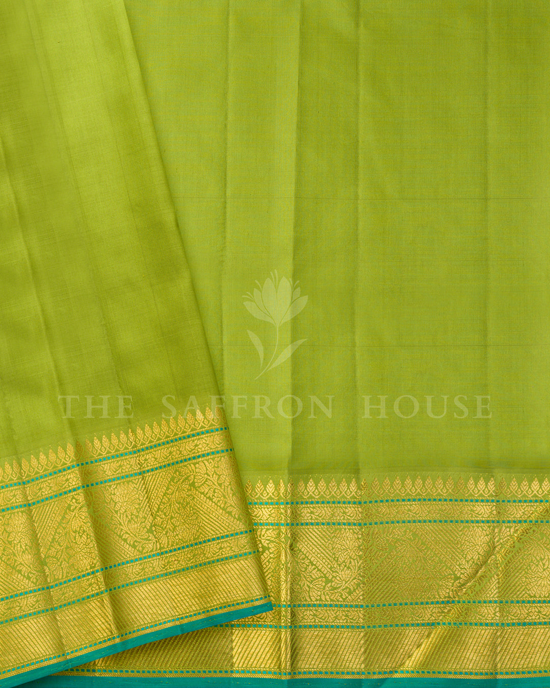 Mustard Yellow & Parrot Green Korvai Kanchivaram Silk Saree