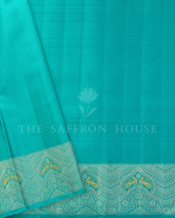 Turquoise Blue Kanchivaram Brocade Silk Saree