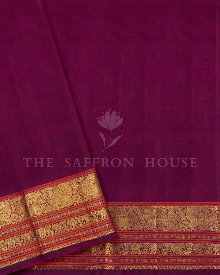 Wine Magenta Kanchivaram Silk Saree