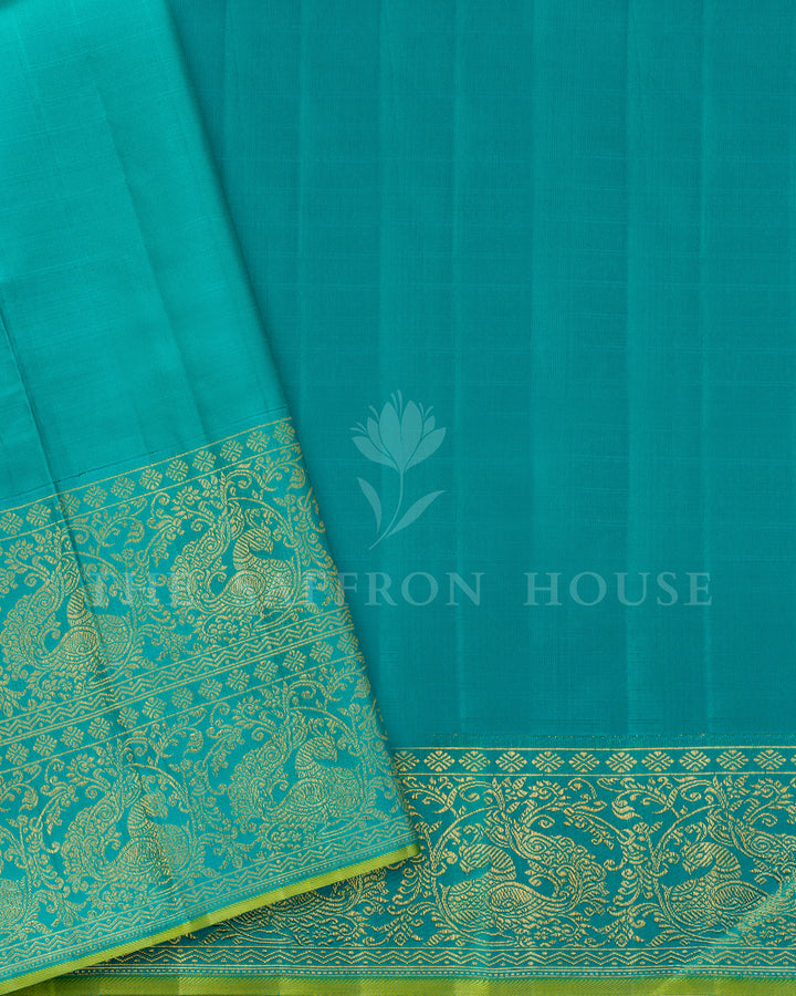 Purple Checks Kanchivaram Silk Saree