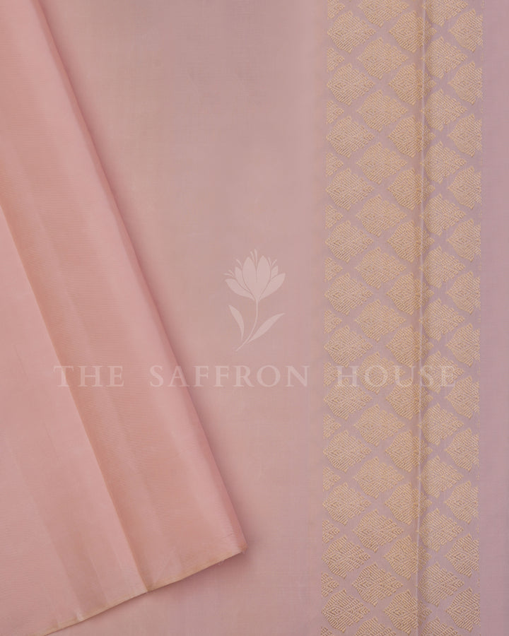 Handloom Half And Half Kanjivaram Silk Saree in Pastel Mint Green And Pearl Blush Pink  - TSH250043