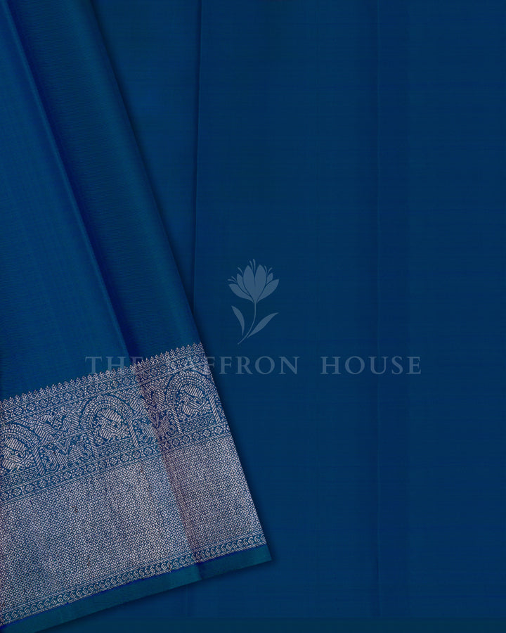 Handloom Kanjivaram Silk Saree in Deep Royal Blue - TSH122