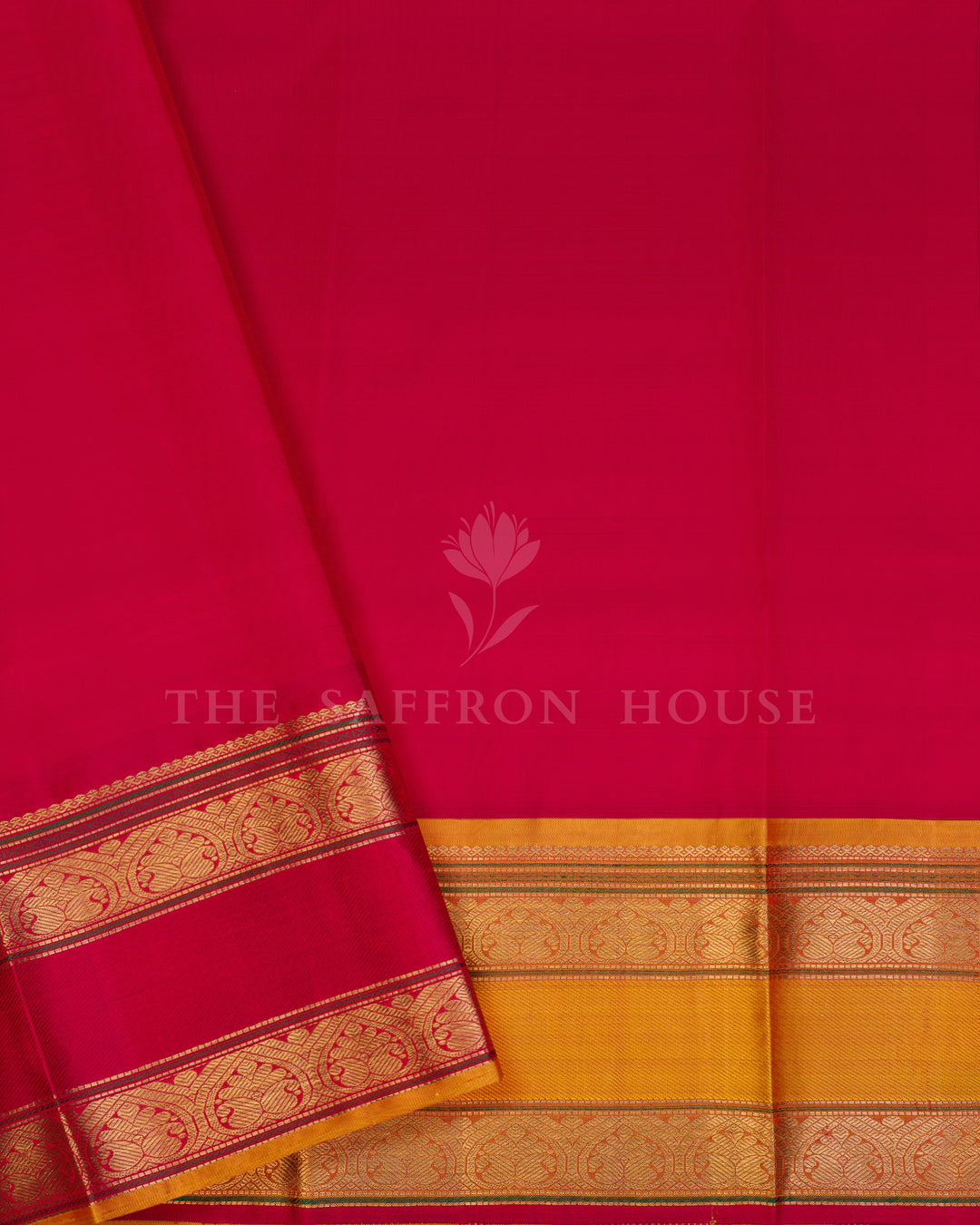 Handloom Kanjivaram Silk Saree in Off White, Red and Yellow - TSH250201