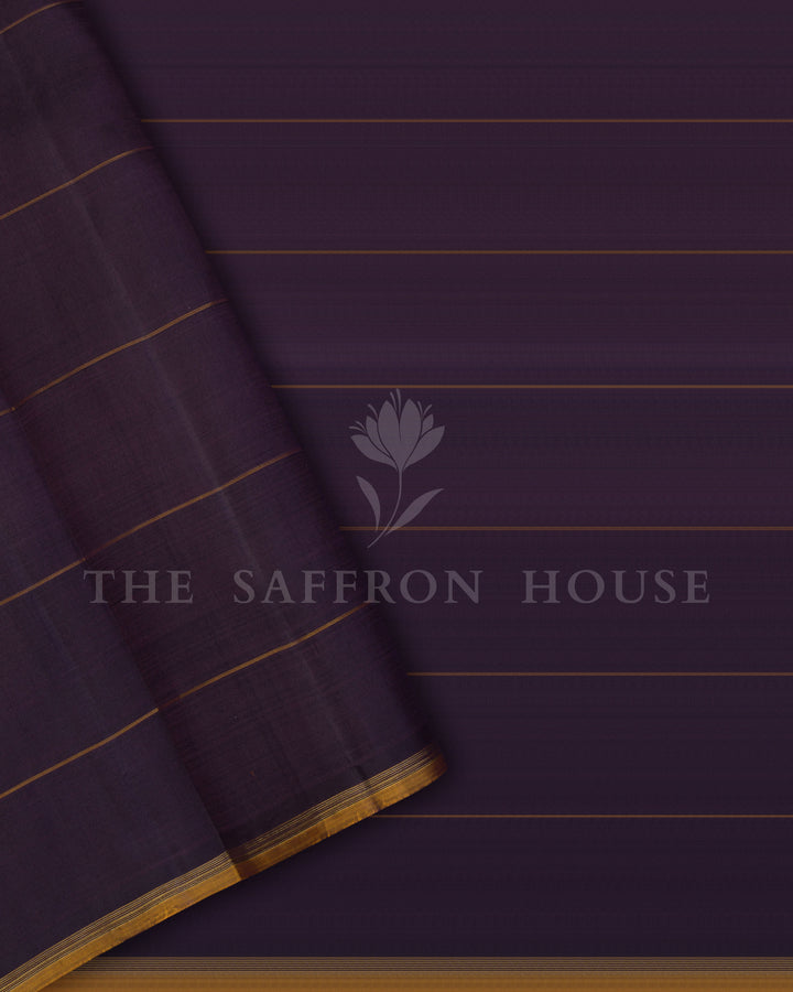 Handloom Kanjivaram Silk Saree in Deep Aubergine - TSH6062