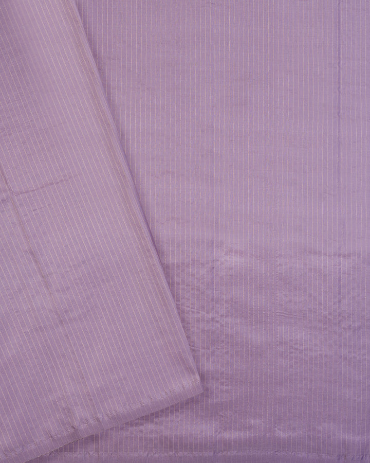 Lavender Mashru Banarasi Saree with Rose Gold Butis and Floral Zari Border