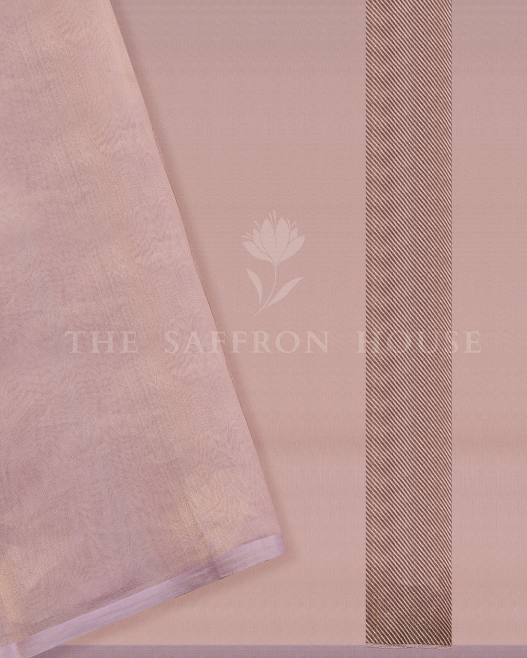 Pastel Lilac Kora Banarasi Saree with Multicolor Floral motifs and Zari Border