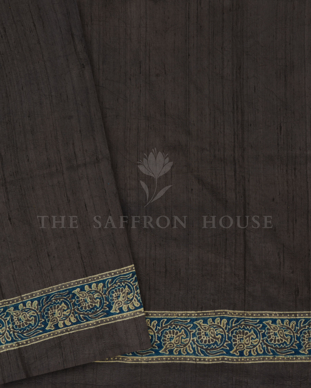 Elephant Grey Handwoven Dupion Tussar Silk Saree - TSH5026