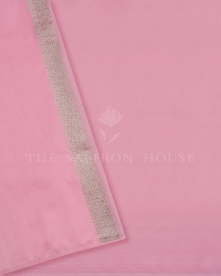 Baby Pink Handwoven Banarasi Silk Saree - TSH2506175