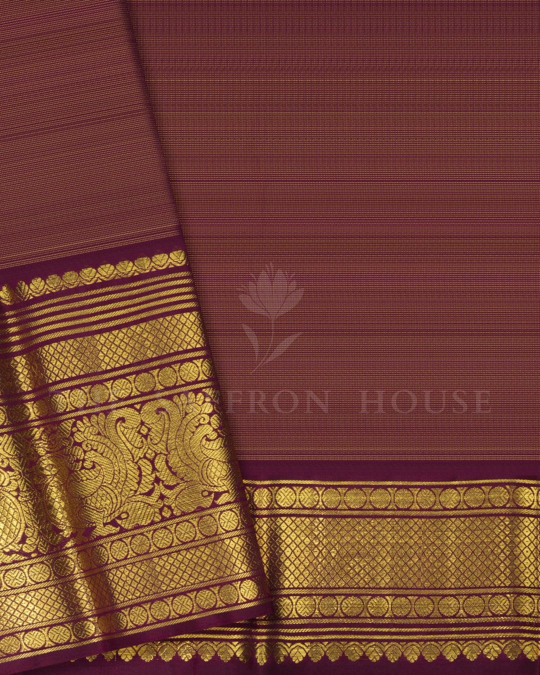 Lailac And Chocolate Brown Handwoven Kanjivaram Silk Saree - TSH2506067-View5