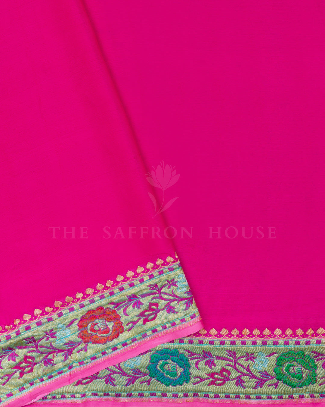 Light Parrot Green Handwoven Banarasi Georgette Saree - TSH846006