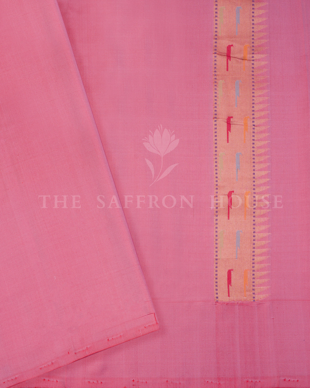 Peach Ektar Banarasi Saree with Multicolor Meenakari Cutwork Border