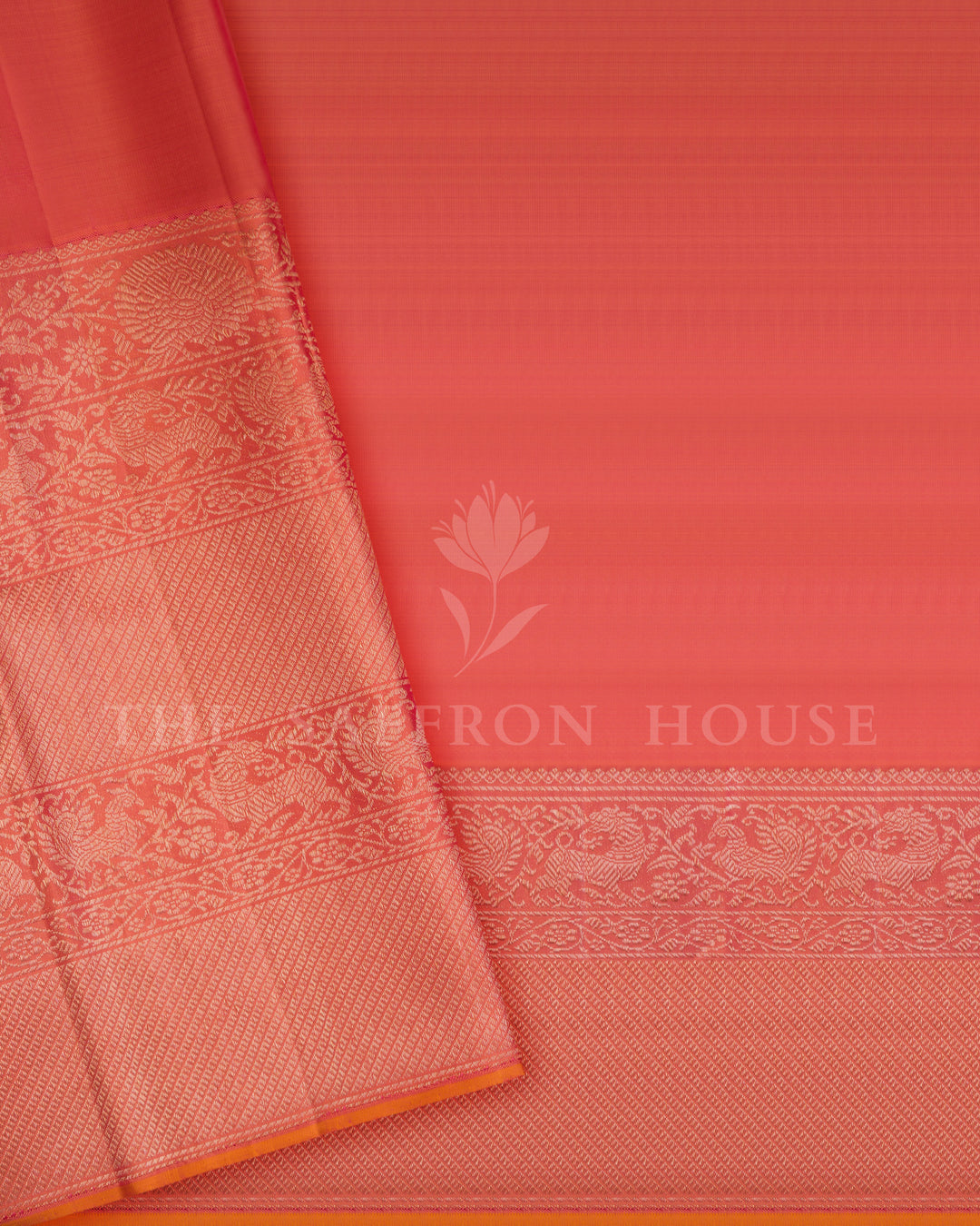 Handloom Pure Kanjivaram Silk Saree in Maroon And Peach - TSH250075