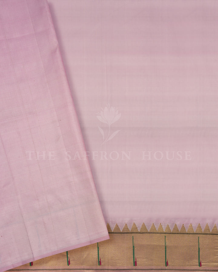 Baby Pink Handwoven Pure Zari Paithani Silk Saree - TSH2506335-view5