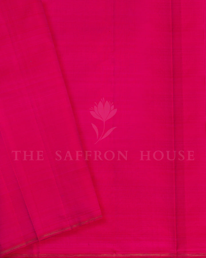 Black And Rani Pink No Border Handwoven Kanjivaram Silk Saree - TSH2506210