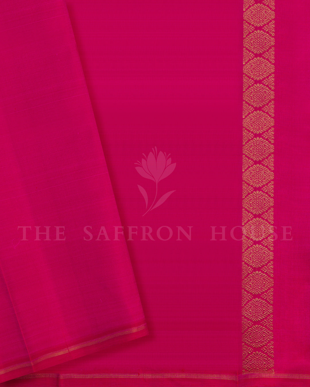 Bottle Green And Bright Rani Pink No Border Kanjivaram Silk Saree - TSH2506229