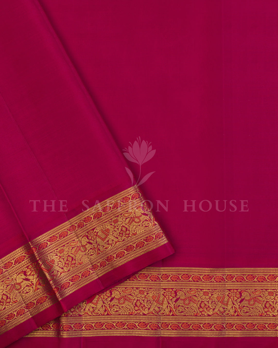 Handloom Kanjivaram Silk Saree in Deep Aubergine And Rani Pink  - TSH000046