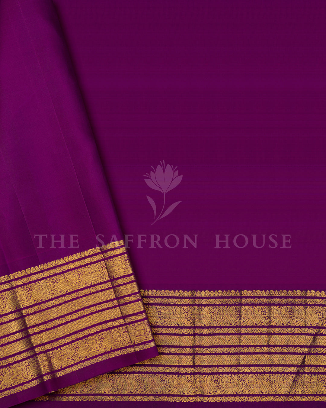 Peacock Blue Kanchivaram Silk Saree with Purple Zari Striped Border
