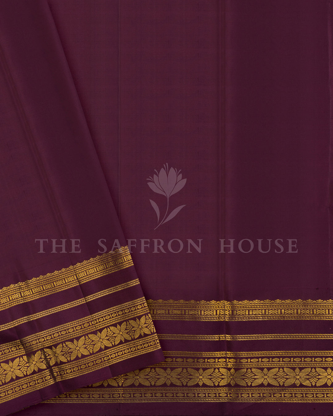 Sky Blue Kanchivaram Silk Saree with Burgundy Gold Zari Border