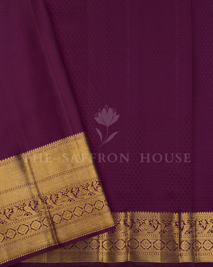 Purple Kanchivaram Silk Saree with Gold Zari Peacock Border