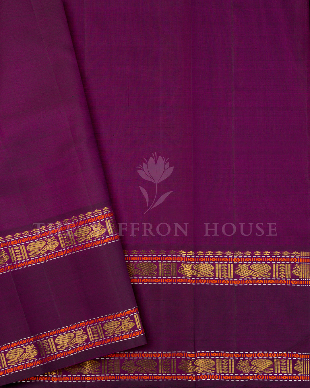 Purple Kanchivaram Silk Saree with Multicolor Zari Border