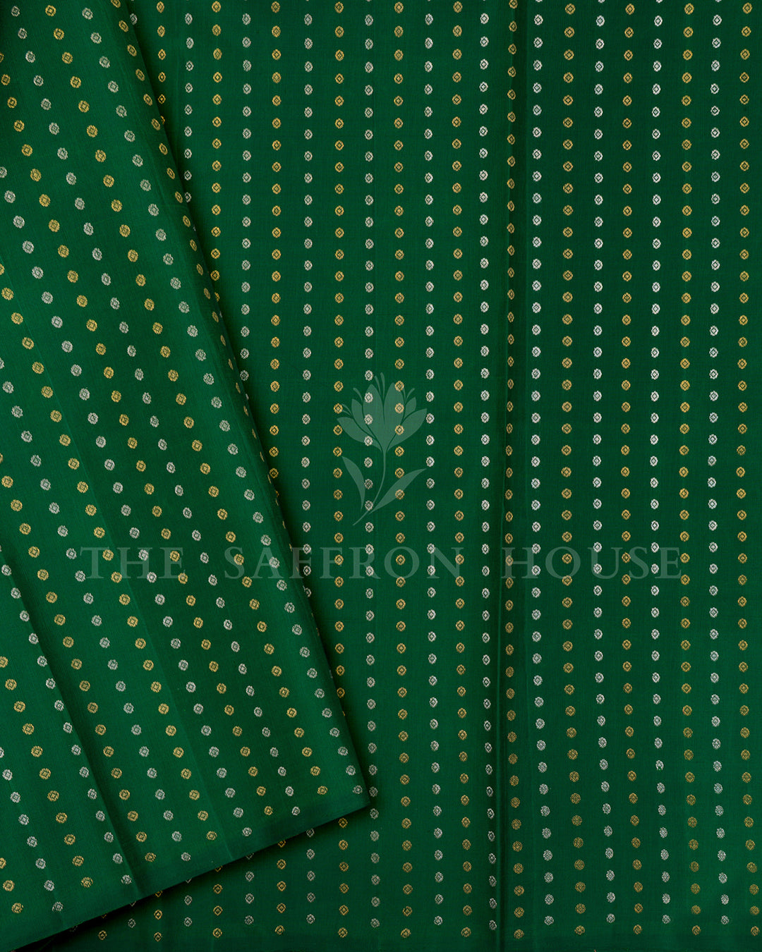 Pink & Red Ikat Print Kanchivaram Silk Saree with Green Zari Pallu