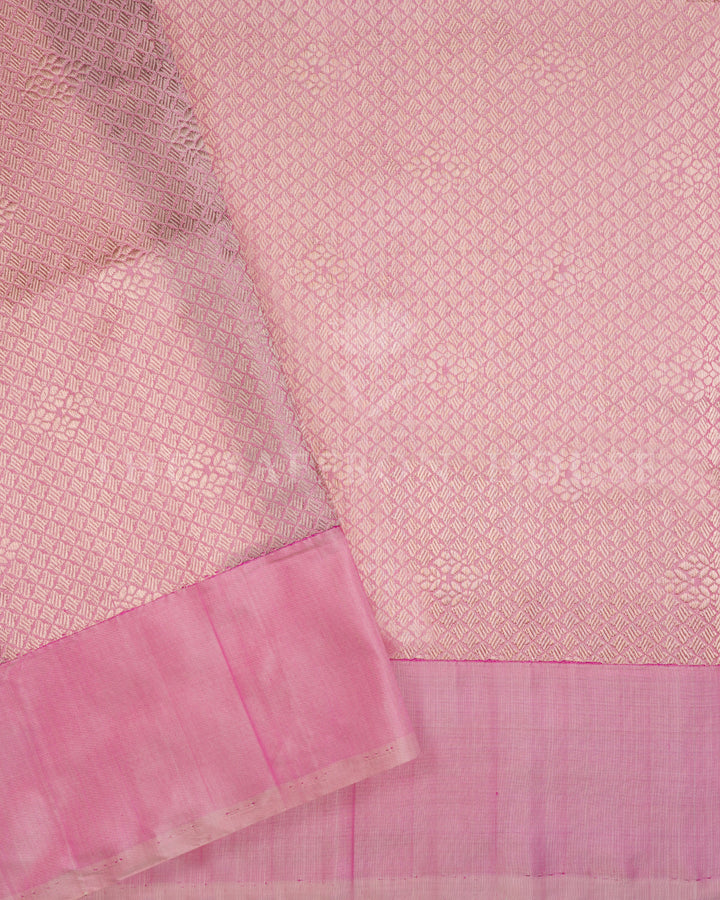 Blush Pink Mashru Banarasi Saree with Geometric Zari Highlights