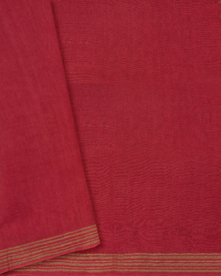Pink Handwoven Tussar Organza Saree With Golden Zari Stripes - TSH2506076-view5
