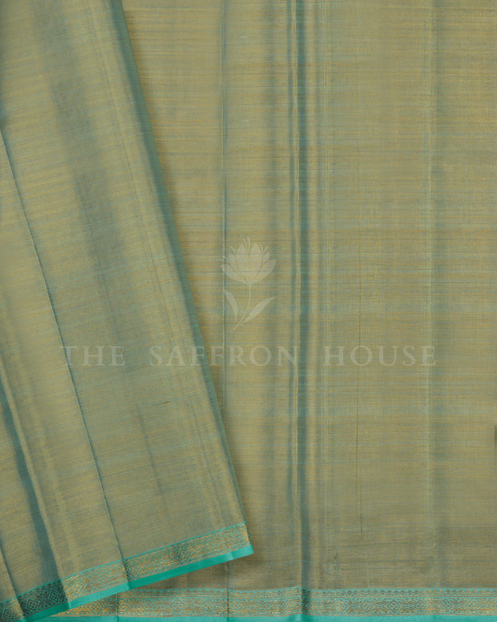 Light Ice Blue Handwoven Pastel Kanjivaram Silk Saree - TSH2506289