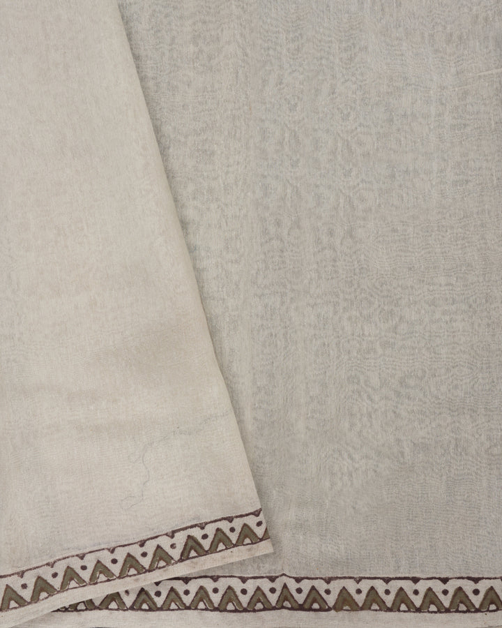 Ink Blue Handwoven Tussar Organza Jute Saree - TSH2506080-view5