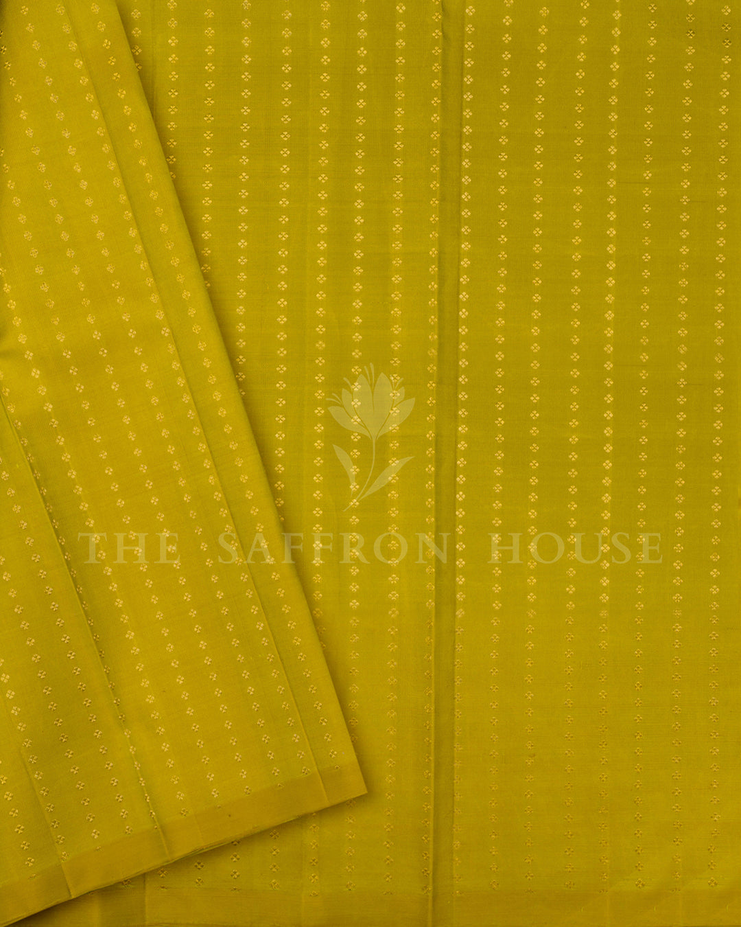 Green & Yellow Ikat Print Kanchivaram Borderless Silk Saree
