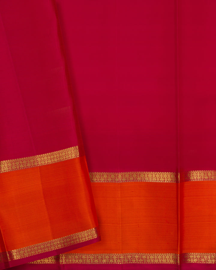 Maroon And Rust Orange Handwoven Kanjivaram Silk Saree - TSH2506221