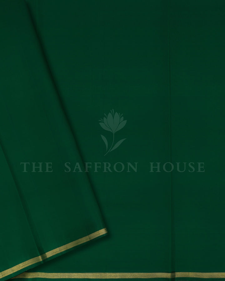 Bottle Green Handwoven Kanjivaram Silk Saree - TSH8460077-View5