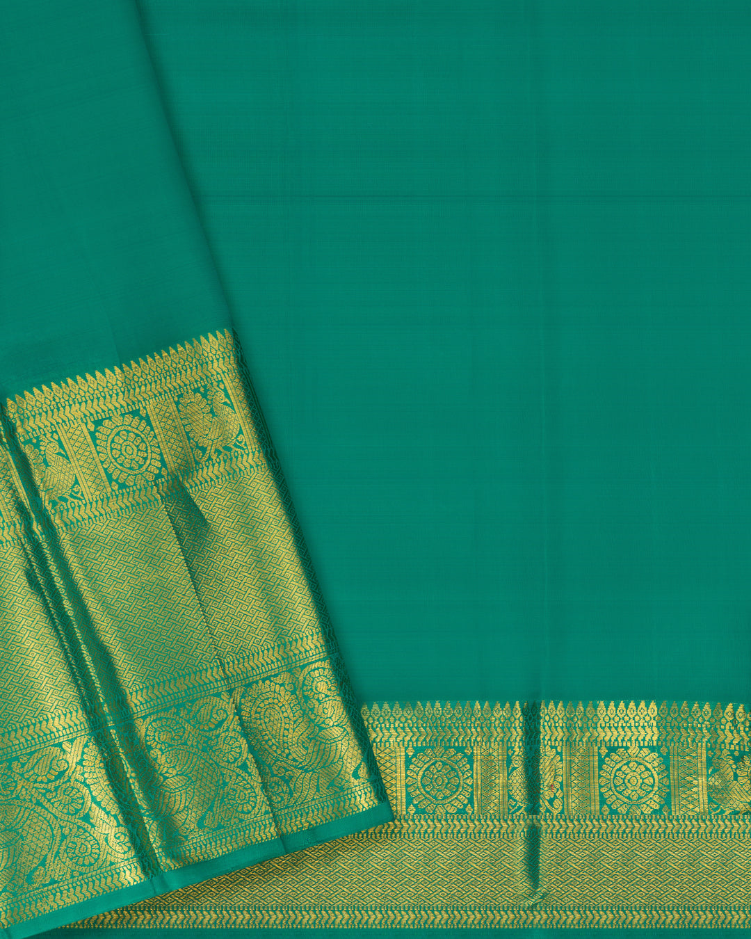 Mint Green And Green Handwoven Kanjivaram Silk Saree - TSH2506037-view5