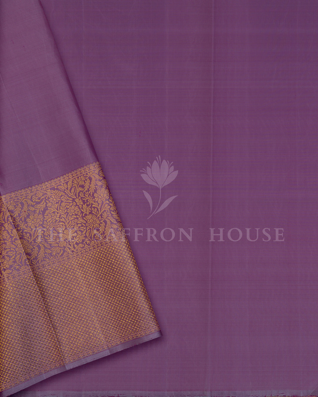 Magenta Kanchivaram Silk Saree with Diagonal Zari Floral Stripes & Lavender Contrast Pallu