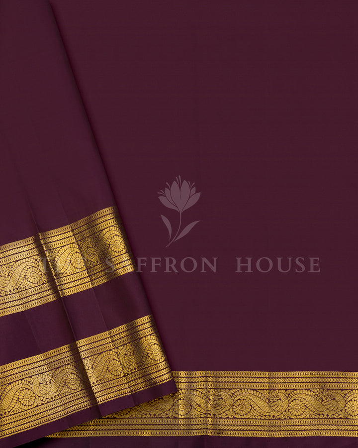 Lavender & Maroon Kanchivaram Silk Saree with Gold Zari