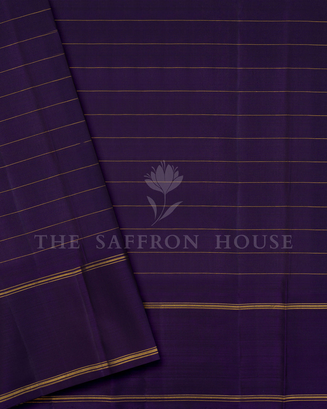 Pink Checkered Kanchivaram Silk Saree with Purple Zari Border & Temple Edge