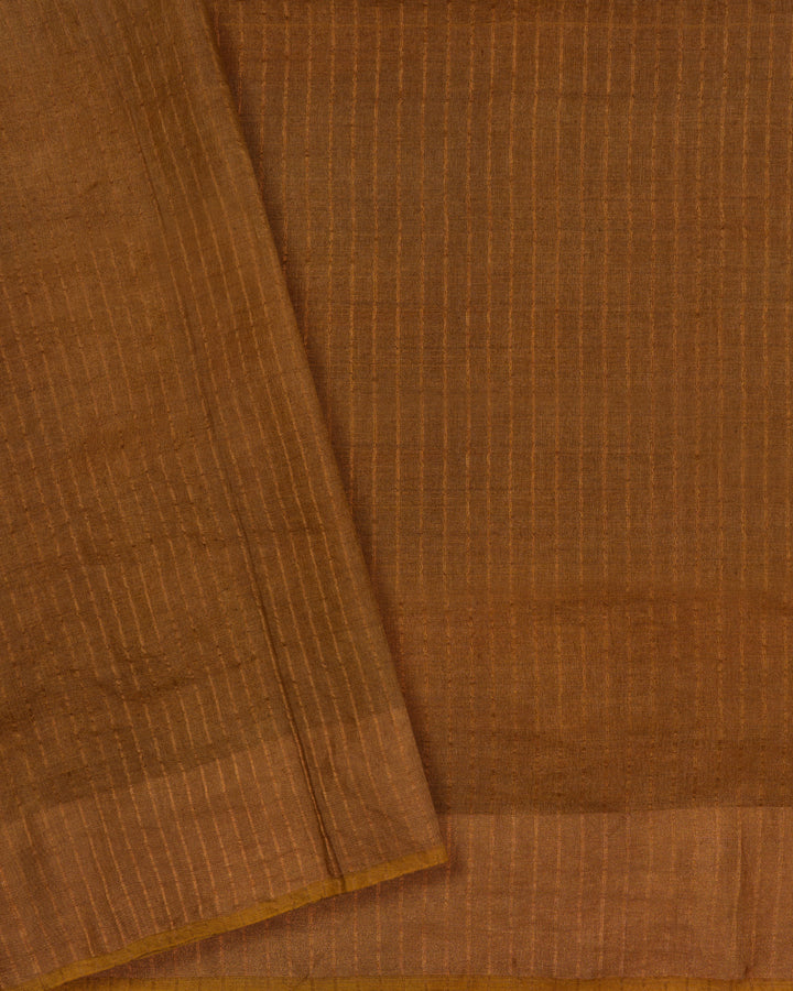 Rust Handwoven Tussar Saree - TSH8460061