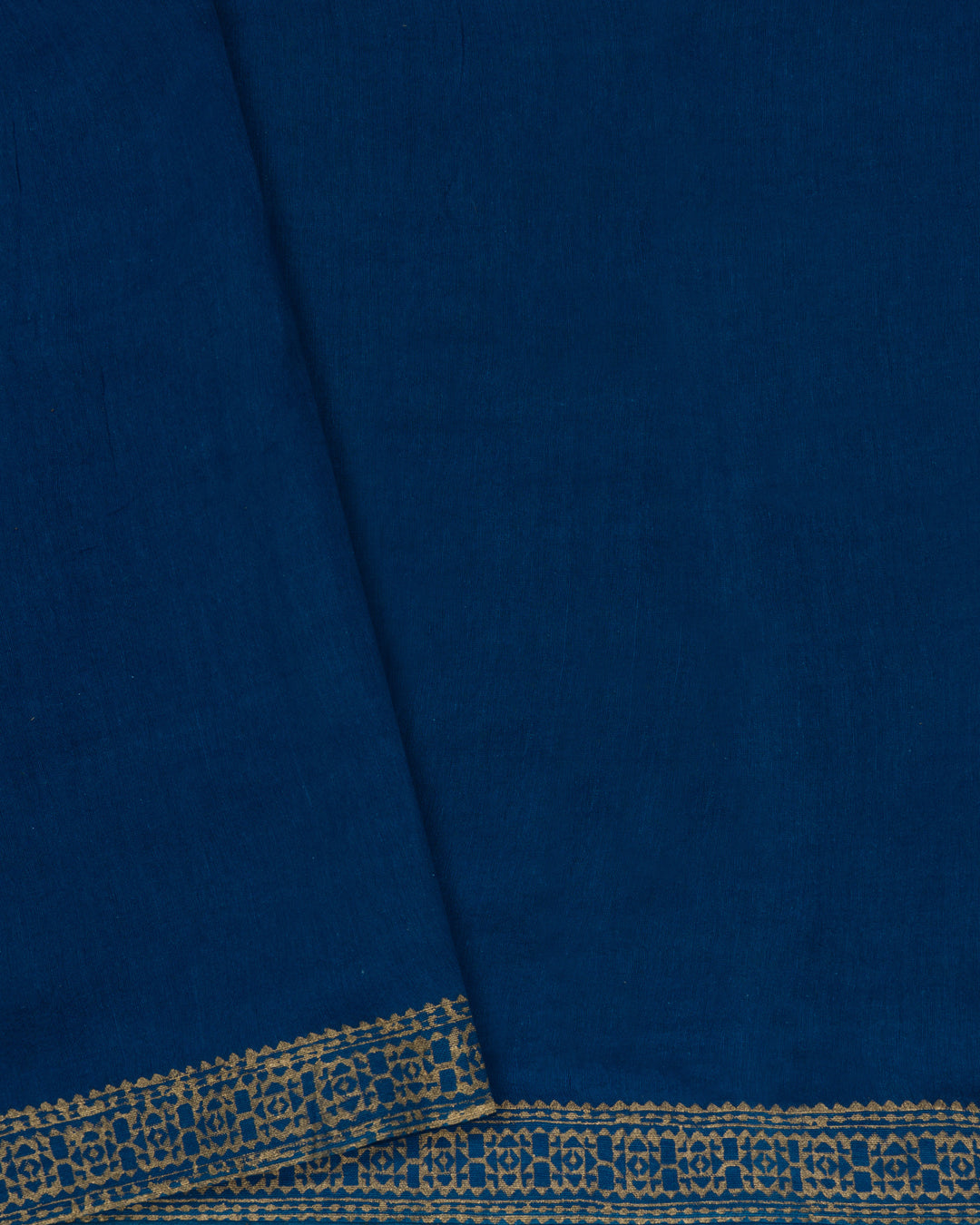 Royal Blue Handwoven Tussar Organza Saree With Golden Zari Stripes - TSH2506070-view5