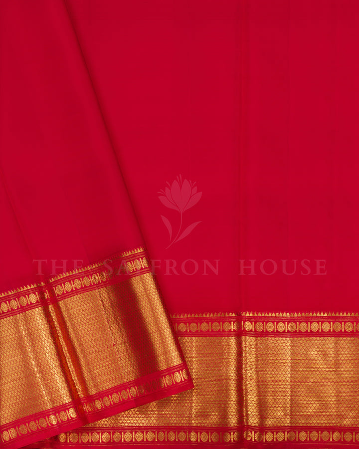 Deep Red Handwoven Kanjivaram Silk Saree - TSH2506043-view5