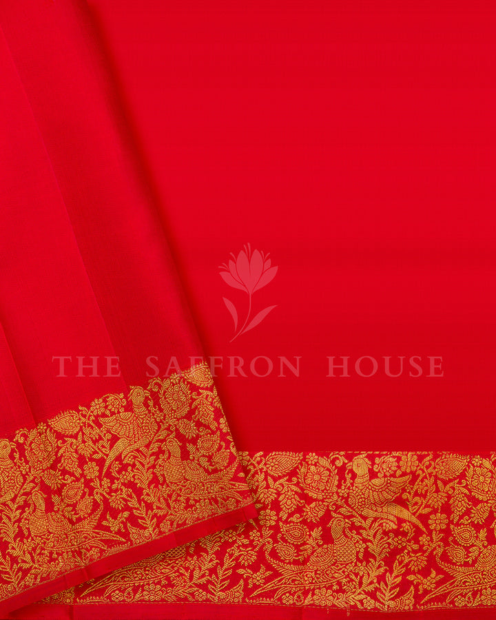 Pink Kanchivaram Silk Saree with Gold Zari Diamond Grid Weave & Red Shikargah Border