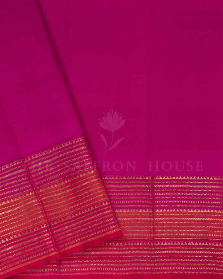 Bright Peach And Magenta Pink Handwoven Kanjivaram Silk Saree - TSH250259-view5