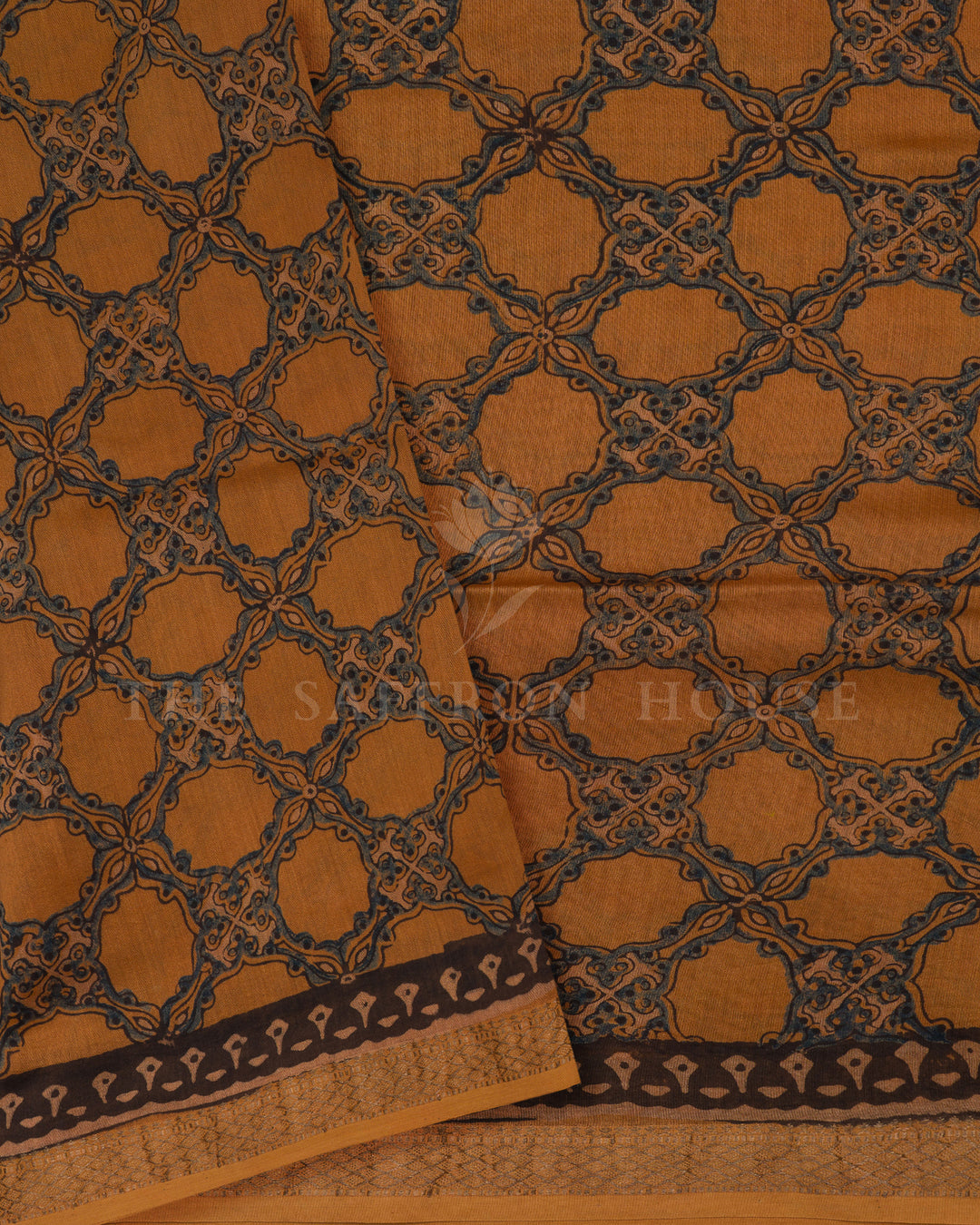 Rust Orange Maheshwari Silk Cotton Kalamkari Saree - TSH8460059