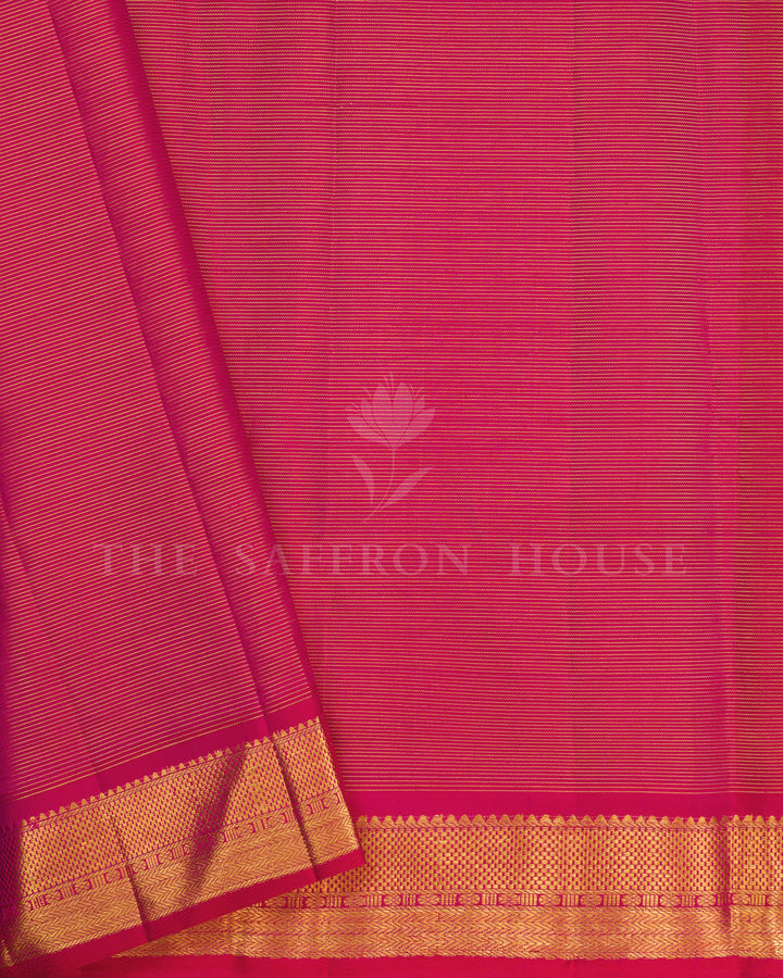 Pinkish Red Handwoven Kanjivaram Silk Saree - TSH2506251